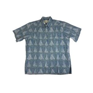 Reyn Spooner Dietrich Varez Aloha Shirt Blue Sailboat Print Men’s L Cotton